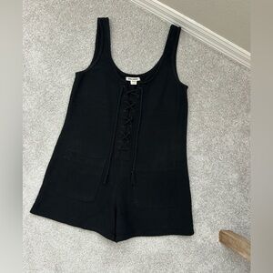 Billabong Black Lazy Waves Lace-Up Romper, size Small